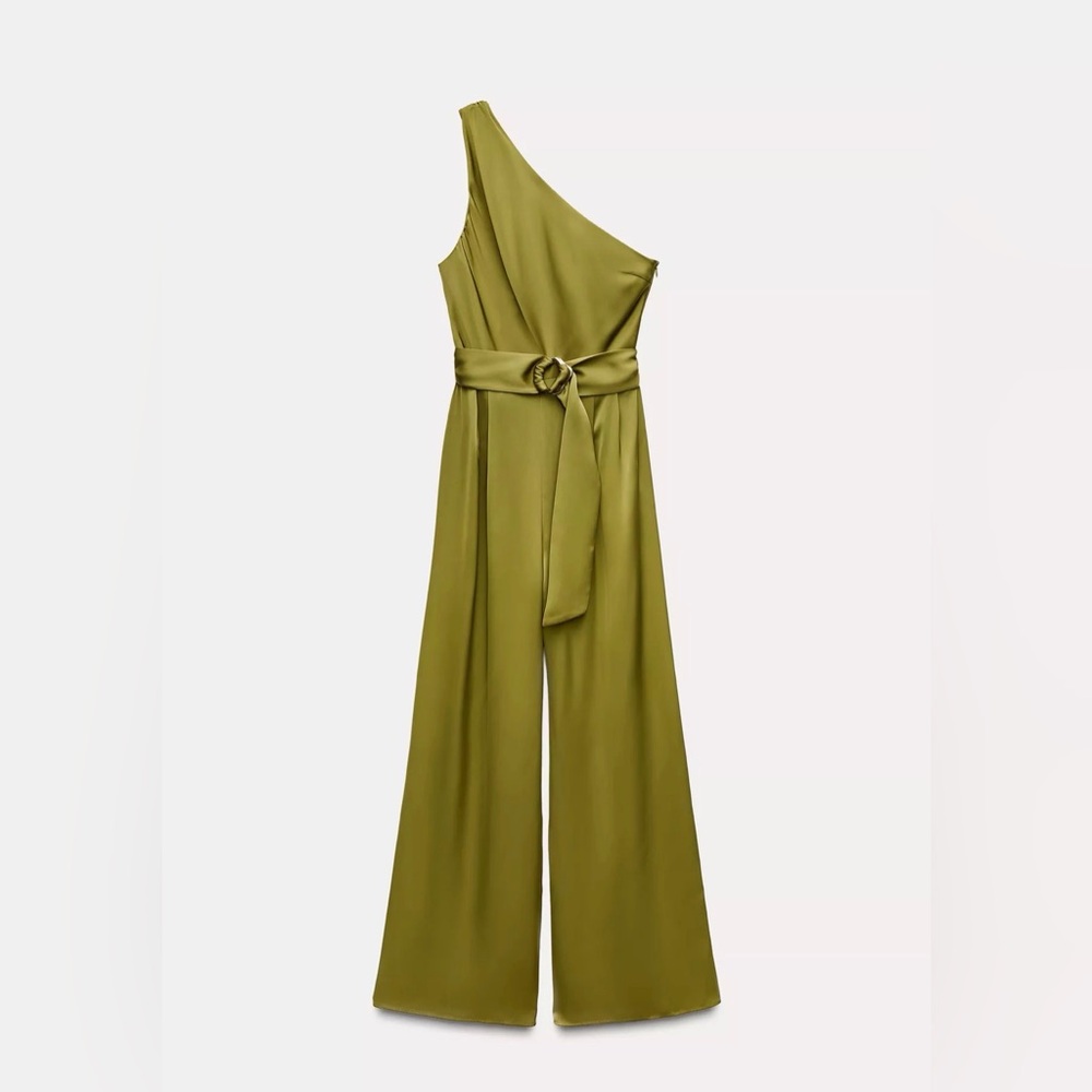Zara Asymmetrical Satin Jumpsuit - Size Small